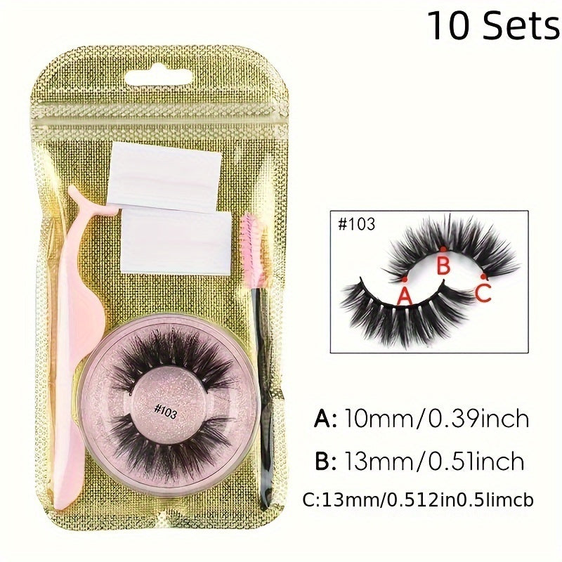 10 Paare selbstklebende Wimpern-Multi-Stil flauschiger Faux-Nerz