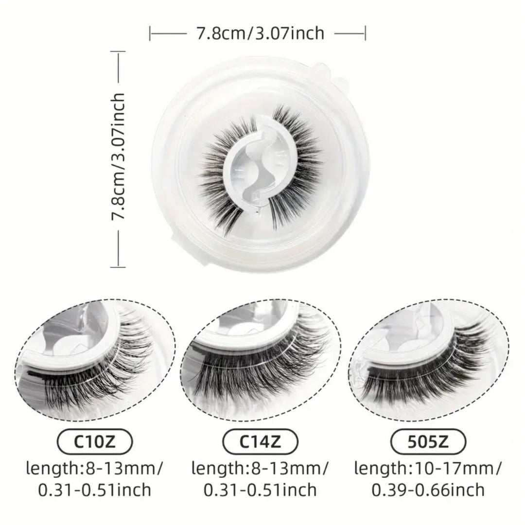Selbstklebende falsche Wimpern – 3 Paar dünn & Wiederverwendbar