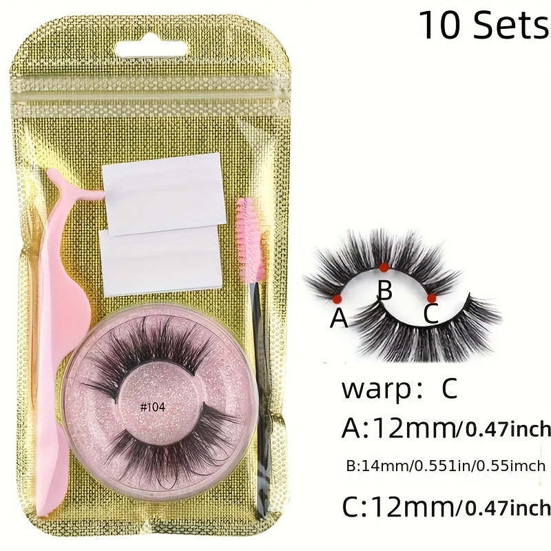 10 Paare selbstklebende Wimpern-Multi-Stil flauschiger Faux-Nerz
