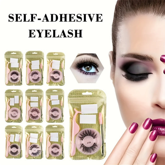 10 Paare selbstklebende Wimpern-Multi-Stil flauschiger Faux-Nerz