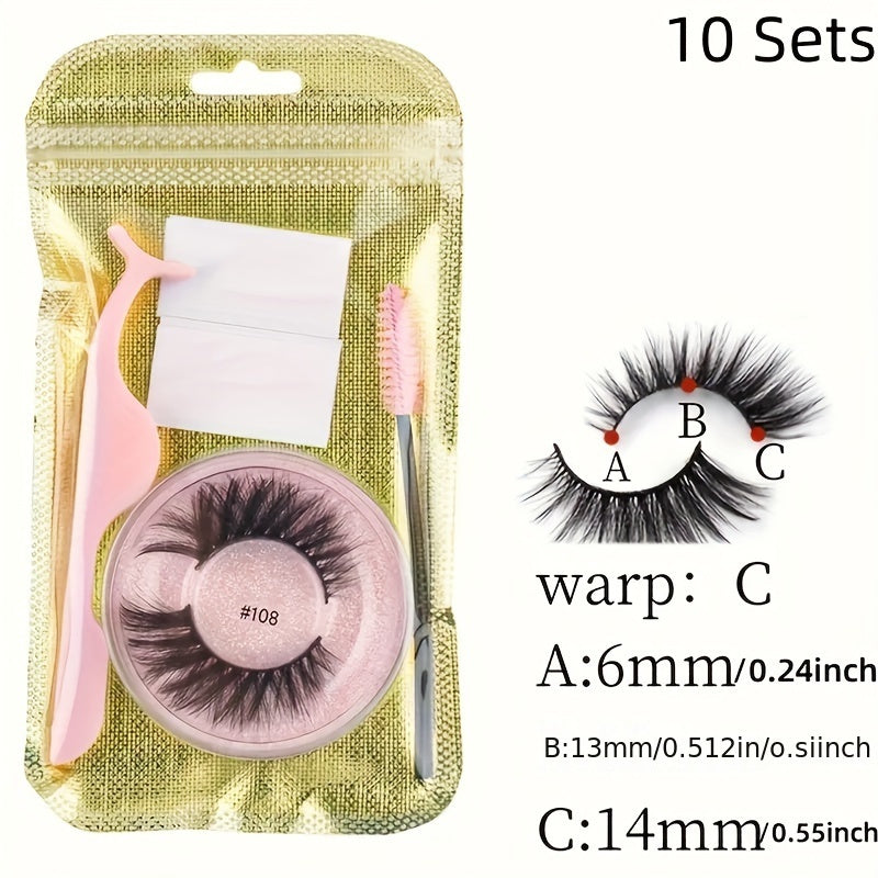 10 Paare selbstklebende Wimpern-Multi-Stil flauschiger Faux-Nerz
