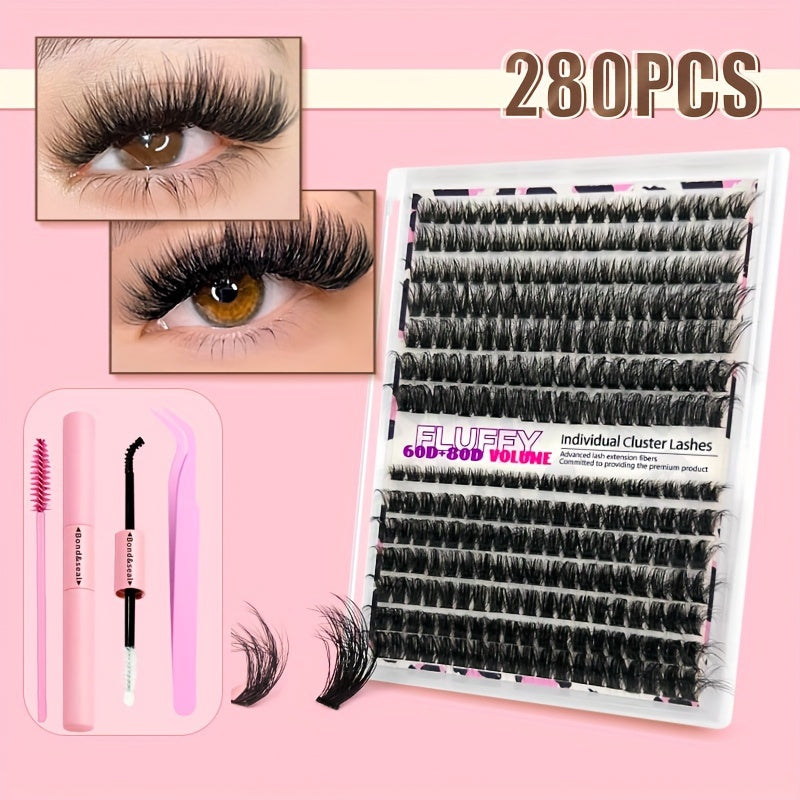 Fluffy Lash Extension Kit-DIY D-Curl mit Werkzeugen