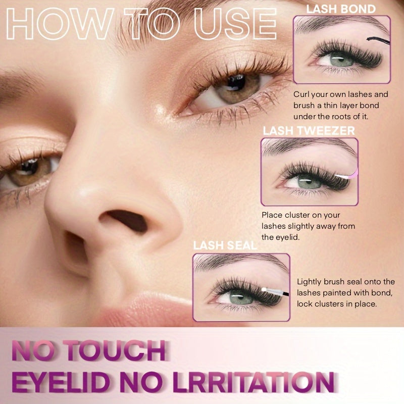 Lash-Erweiterungskit-280/320/640pcs D-Curl-Cluster + Werkzeuge