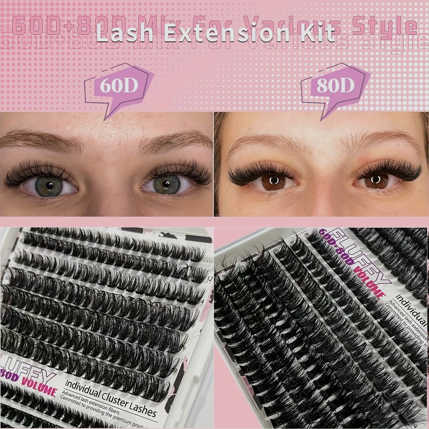 Fluffy Lash Extension Kit-DIY D-Curl mit Werkzeugen
