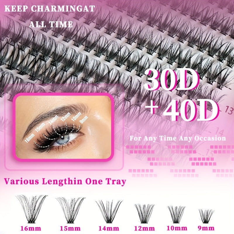 Lash-Erweiterungskit-280/320/640pcs D-Curl-Cluster + Werkzeuge