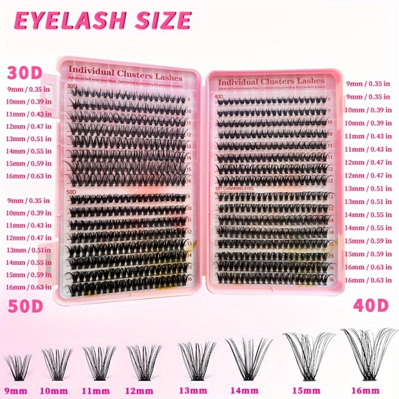 Lash-Erweiterungskit-280/320/640pcs D-Curl-Cluster + Werkzeuge