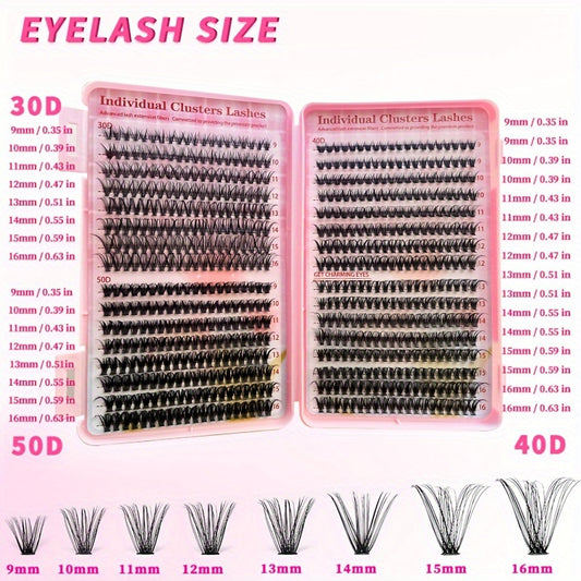 Lash-Erweiterungskit-280/320/640pcs D-Curl-Cluster + Werkzeuge