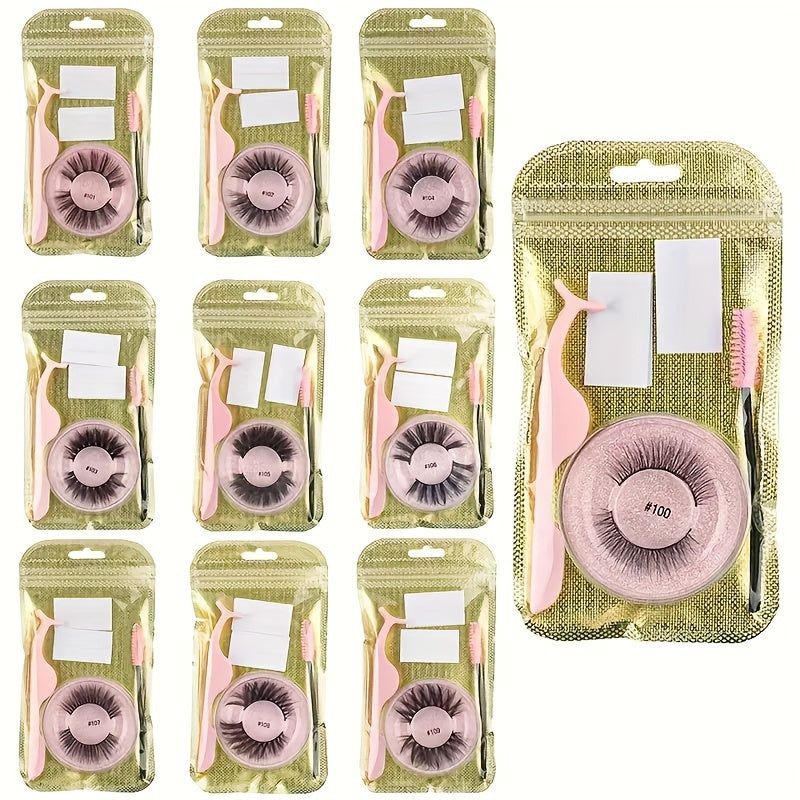 10 Paare selbstklebende Wimpern-Multi-Stil flauschiger Faux-Nerz