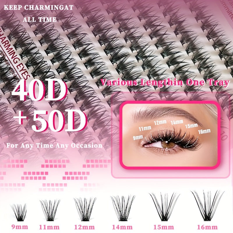 Lash-Erweiterungskit-280/320/640pcs D-Curl-Cluster + Werkzeuge