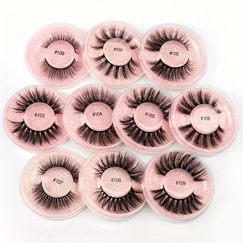 10 Paare selbstklebende Wimpern-Multi-Stil flauschiger Faux-Nerz