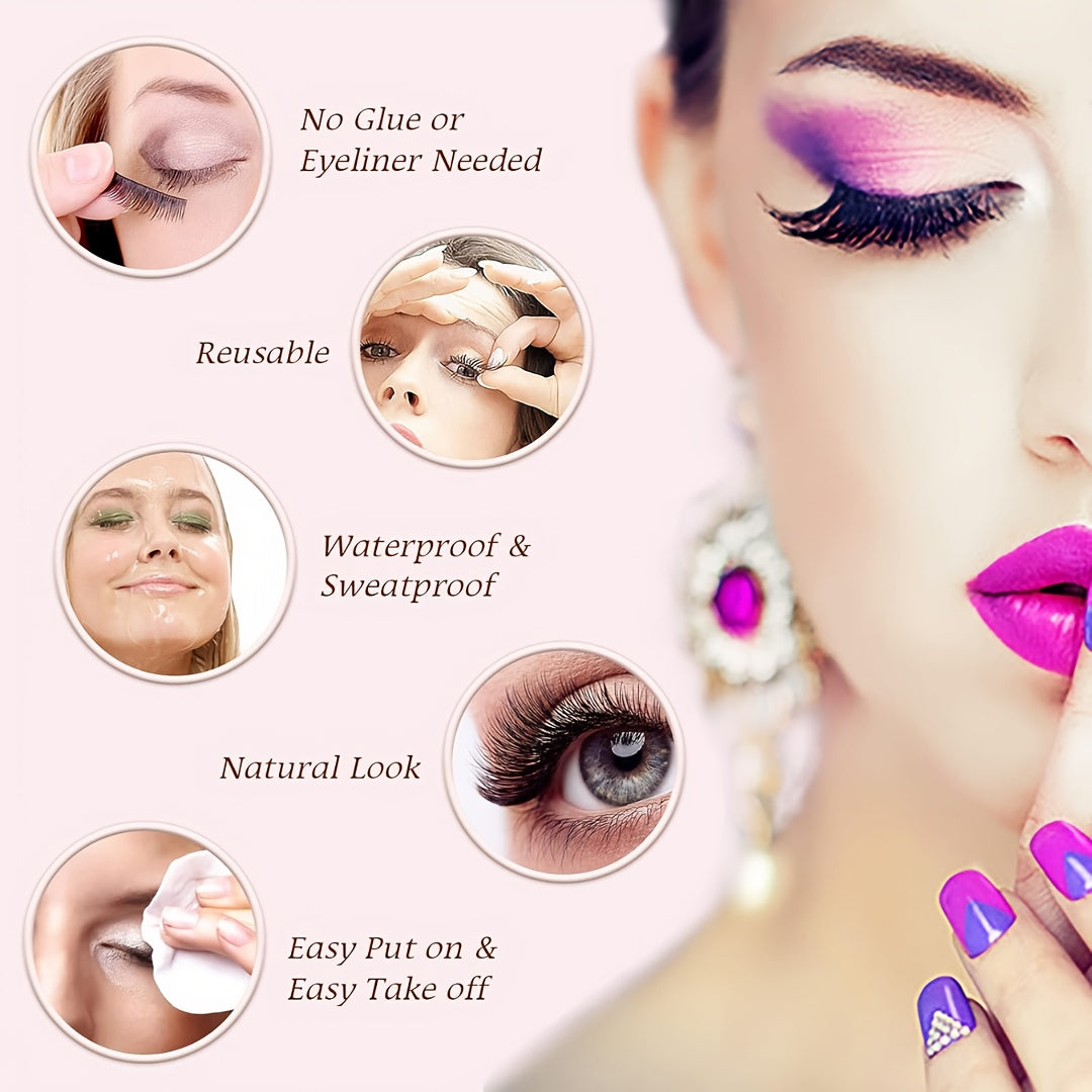 Selbstklebende falsche Wimpern – 3 Paar dünn & Wiederverwendbar