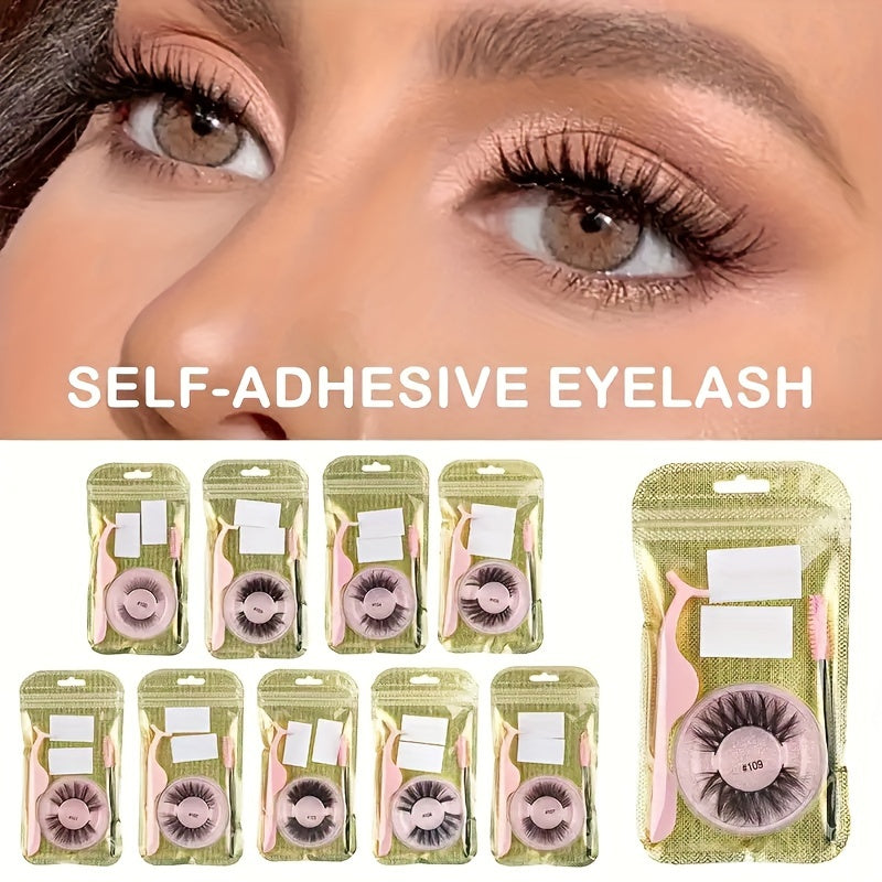 10 Paare selbstklebende Wimpern-Multi-Stil flauschiger Faux-Nerz