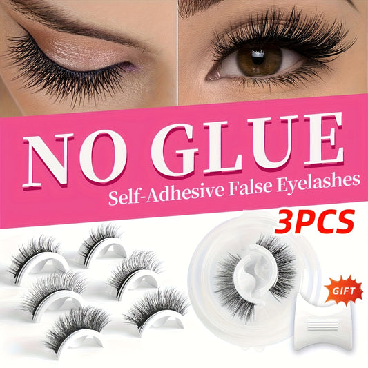 Selbstklebende falsche Wimpern – 3 Paar dünn & Wiederverwendbar
