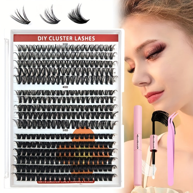 Lash-Erweiterungskit-280/320/640pcs D-Curl-Cluster + Werkzeuge