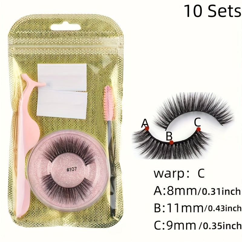 10 Paare selbstklebende Wimpern-Multi-Stil flauschiger Faux-Nerz