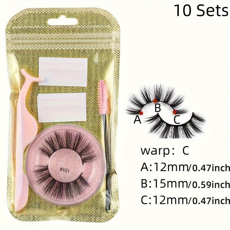 10 Paare selbstklebende Wimpern-Multi-Stil flauschiger Faux-Nerz