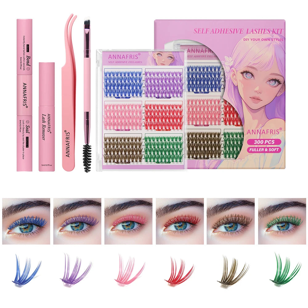 Annafris DIY Lash Extension Kit - 280pcs Cluster + Werkzeuge
