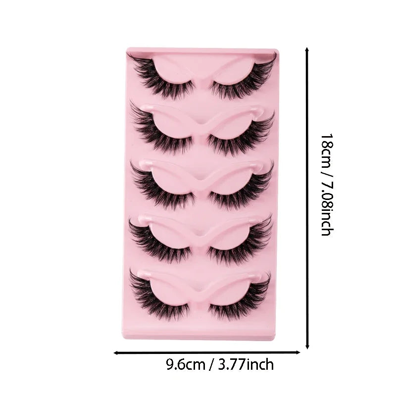 5 Paar Cat Eye Wimpern - Faux Mink mit geflügelten Enden