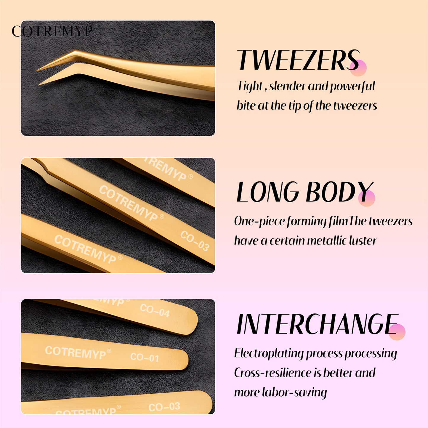 Precision Lash -Pinzetten - Werkzeug aus Edelstahl -Applikator