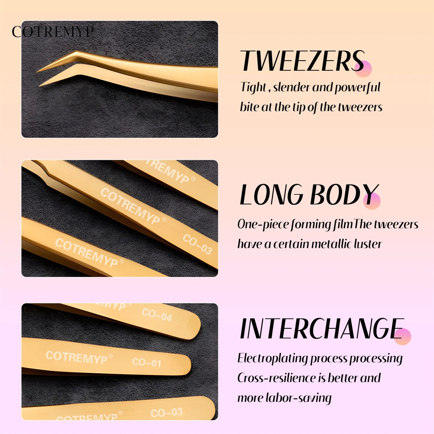 Precision Lash -Pinzetten - Werkzeug aus Edelstahl -Applikator