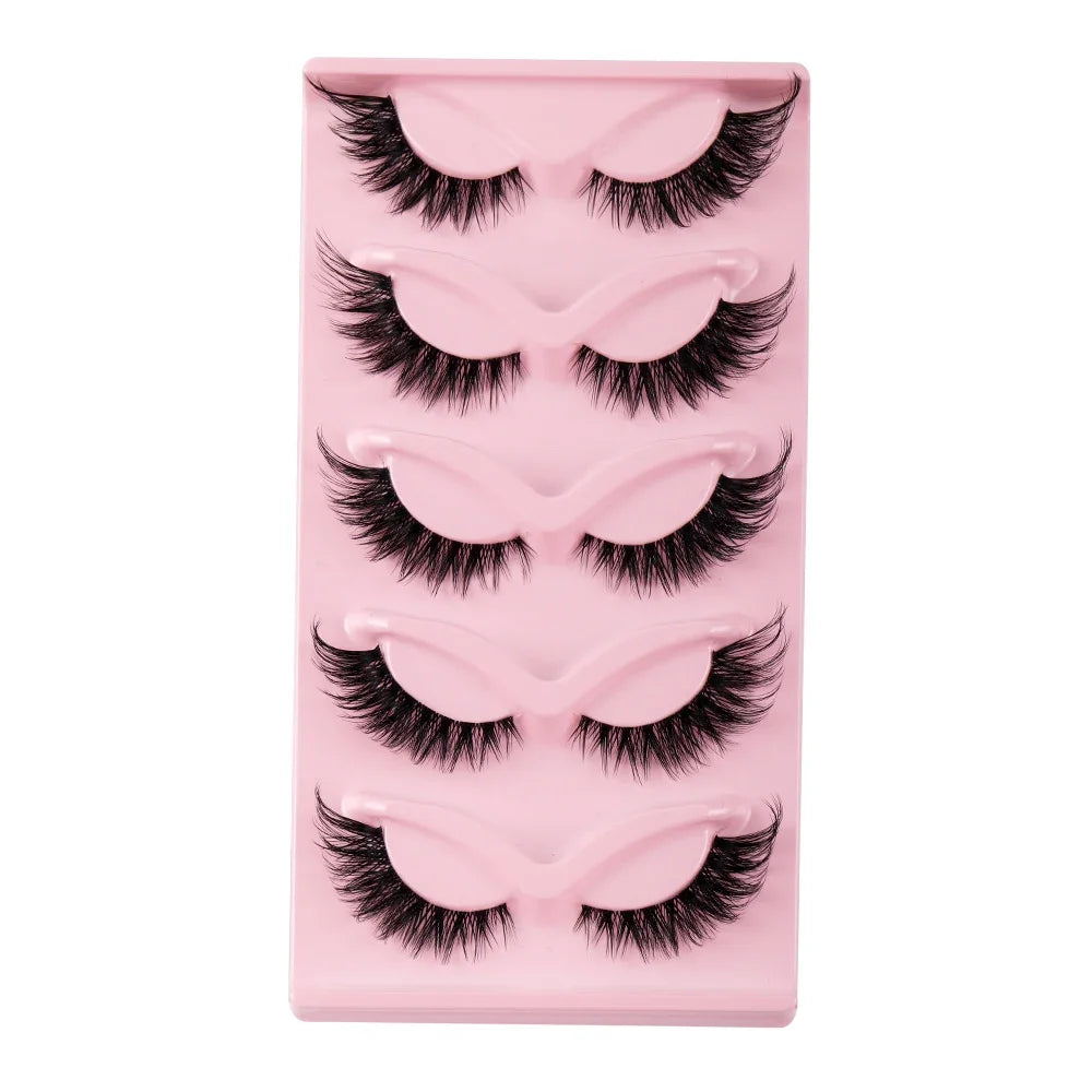 5 Paar Cat Eye Wimpern - Faux Mink mit geflügelten Enden
