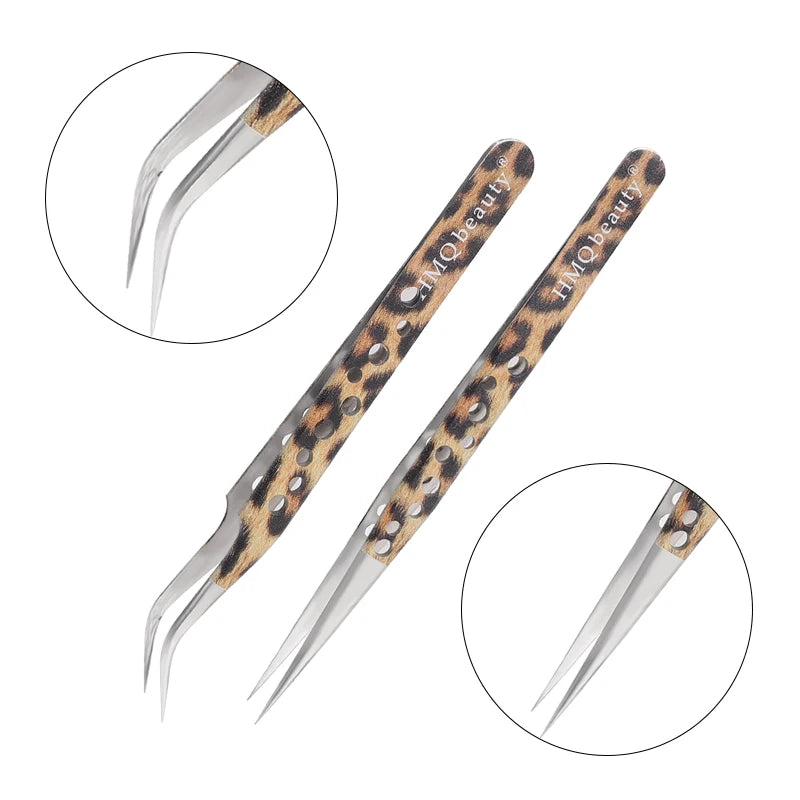 Leopard Lash-Pinzetten-Antistatik-Edelstahlwerkzeug