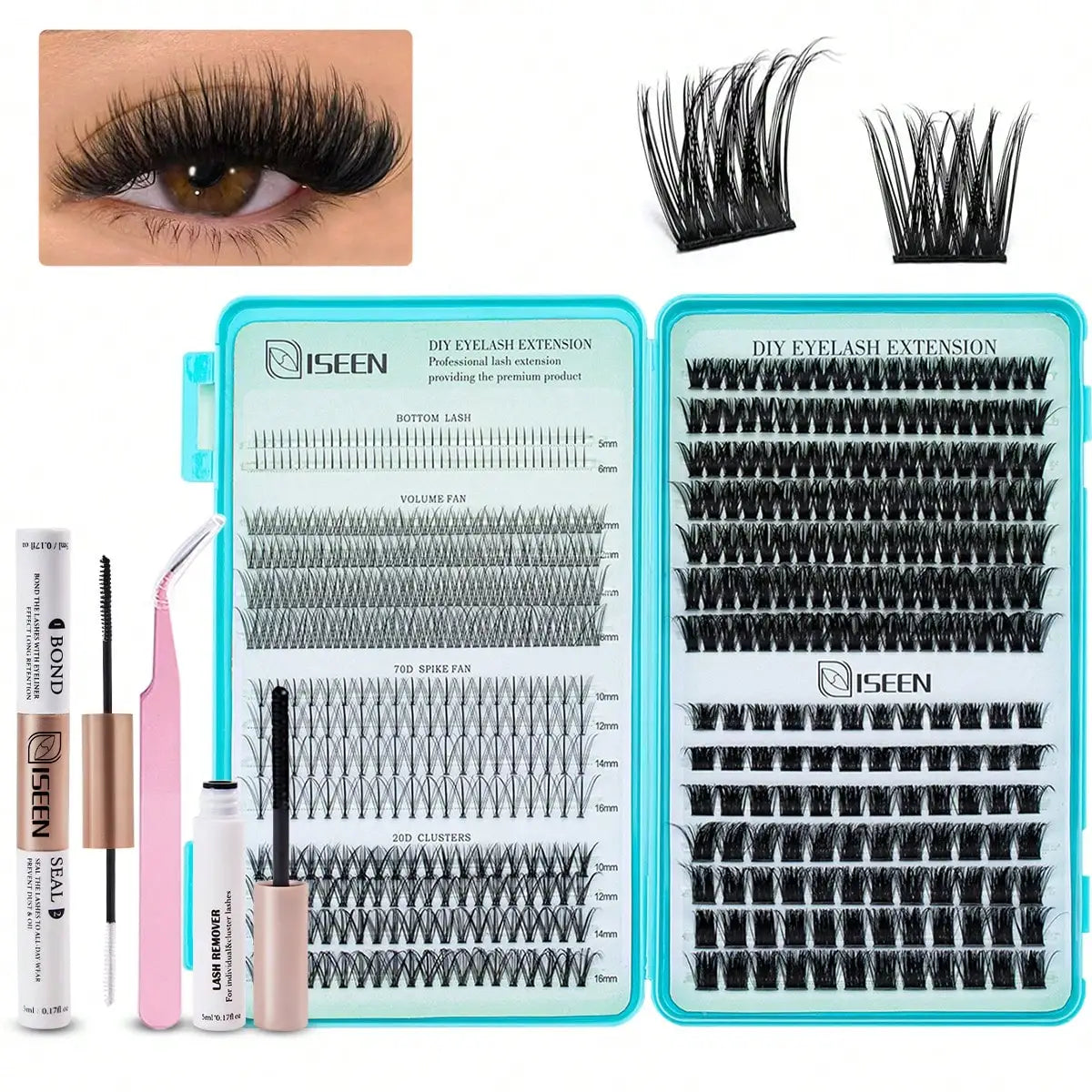 DIY Wimpernverlängerungsset – Gemischte Cluster mit Bond & Pinzette