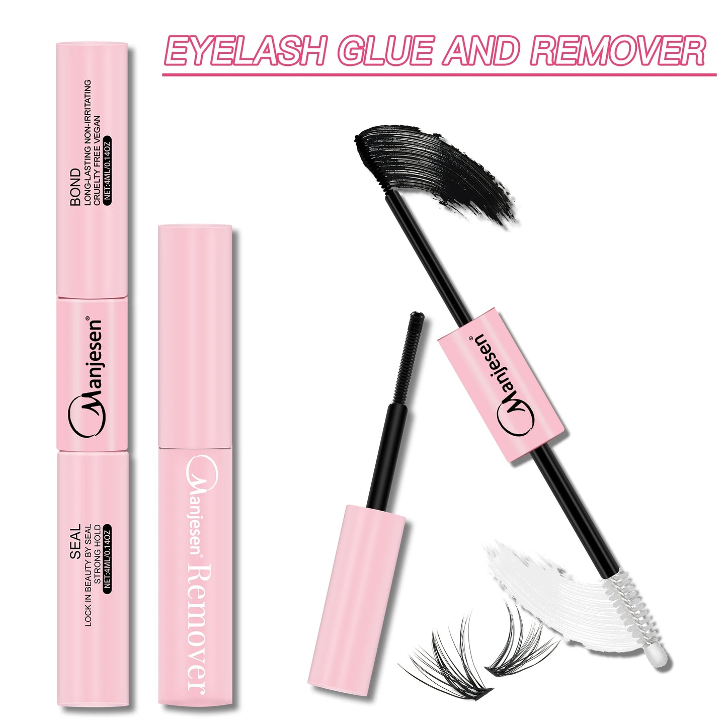 Wimpern Make-up Set – Bond & Versiegelung mit Klebstoffentferner + Pinzette