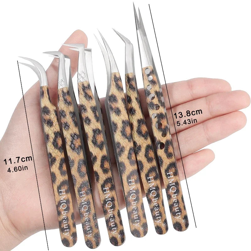 Leopard Lash-Pinzetten-Antistatik-Edelstahlwerkzeug