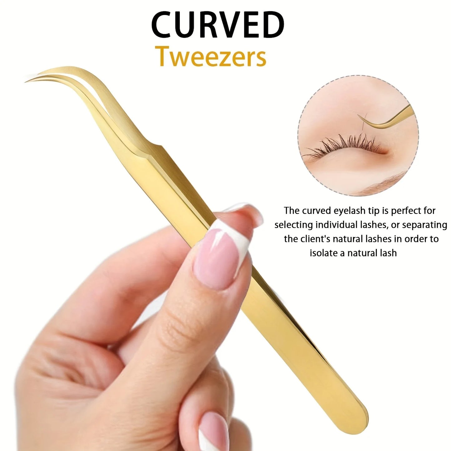 Hochpräzise Wimpern -Pinzetten -Set - 3 Edelstahlwerkzeuge