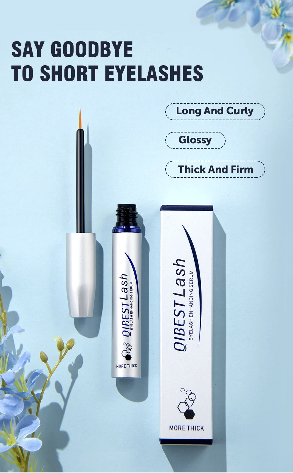 QiBest Wimpernwachstumsserum – Feuchtigkeitsspendend & Verlängerung