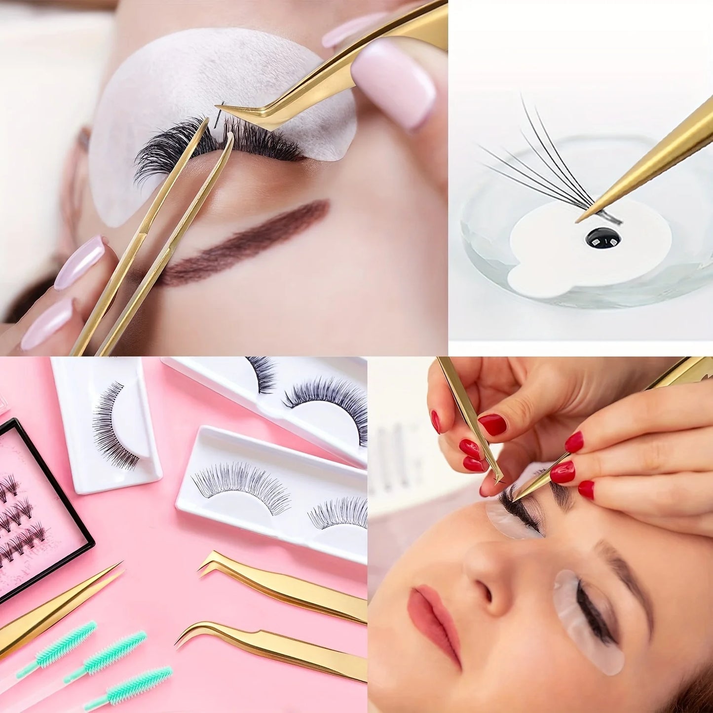 Hochpräzise Wimpern -Pinzetten -Set - 3 Edelstahlwerkzeuge