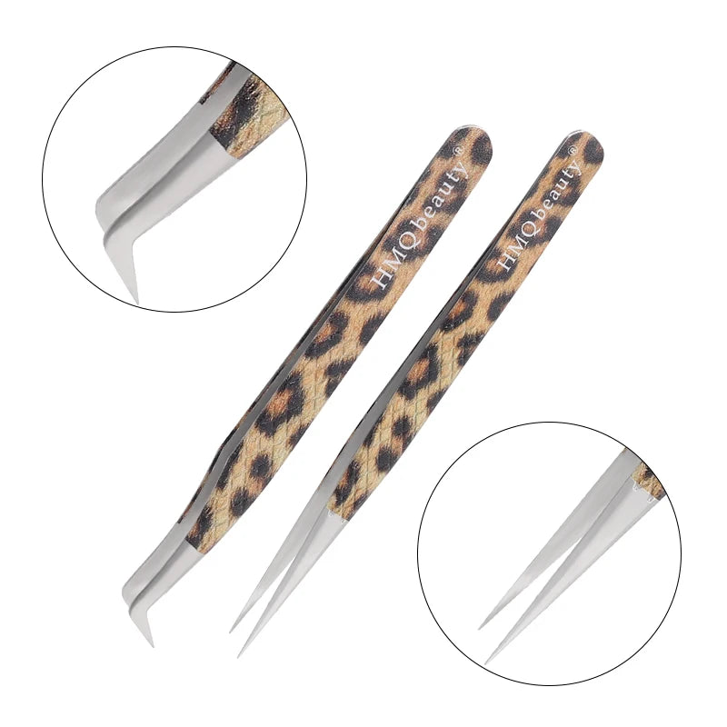 Leopard Lash-Pinzetten-Antistatik-Edelstahlwerkzeug