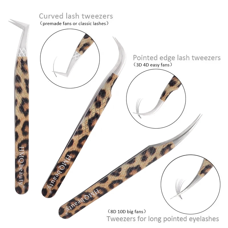Leopard Lash-Pinzetten-Antistatik-Edelstahlwerkzeug