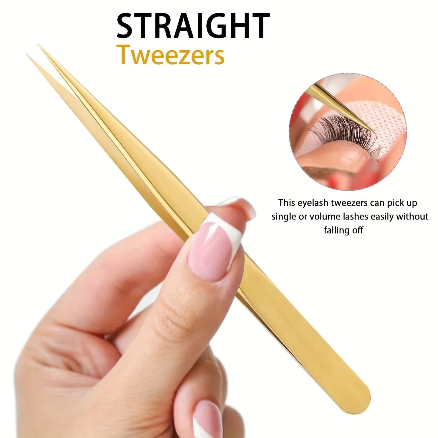 Hochpräzise Wimpern -Pinzetten -Set - 3 Edelstahlwerkzeuge