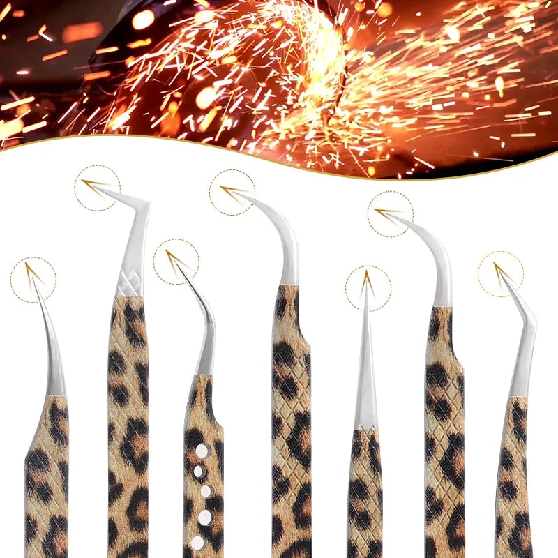 Leopard Lash-Pinzetten-Antistatik-Edelstahlwerkzeug