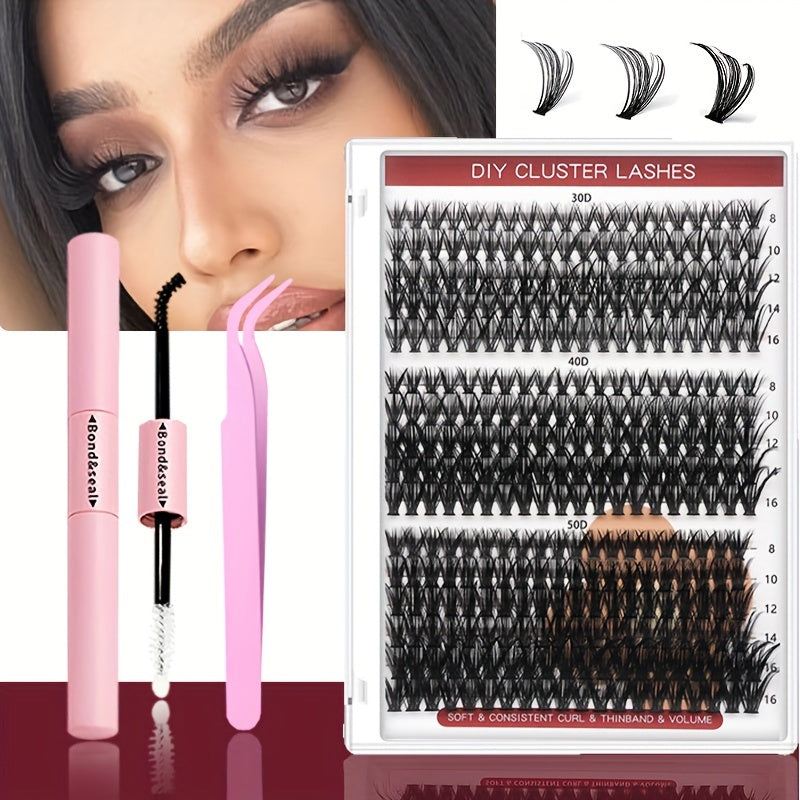 Lash-Erweiterungskit-280/320/640pcs D-Curl-Cluster + Werkzeuge