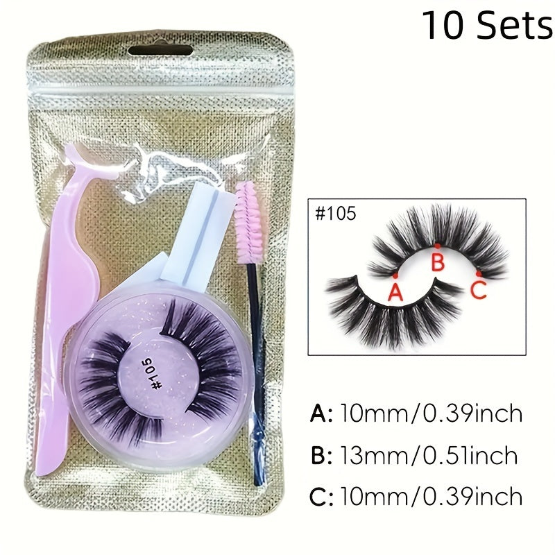 10 Paare selbstklebende Wimpern-Multi-Stil flauschiger Faux-Nerz