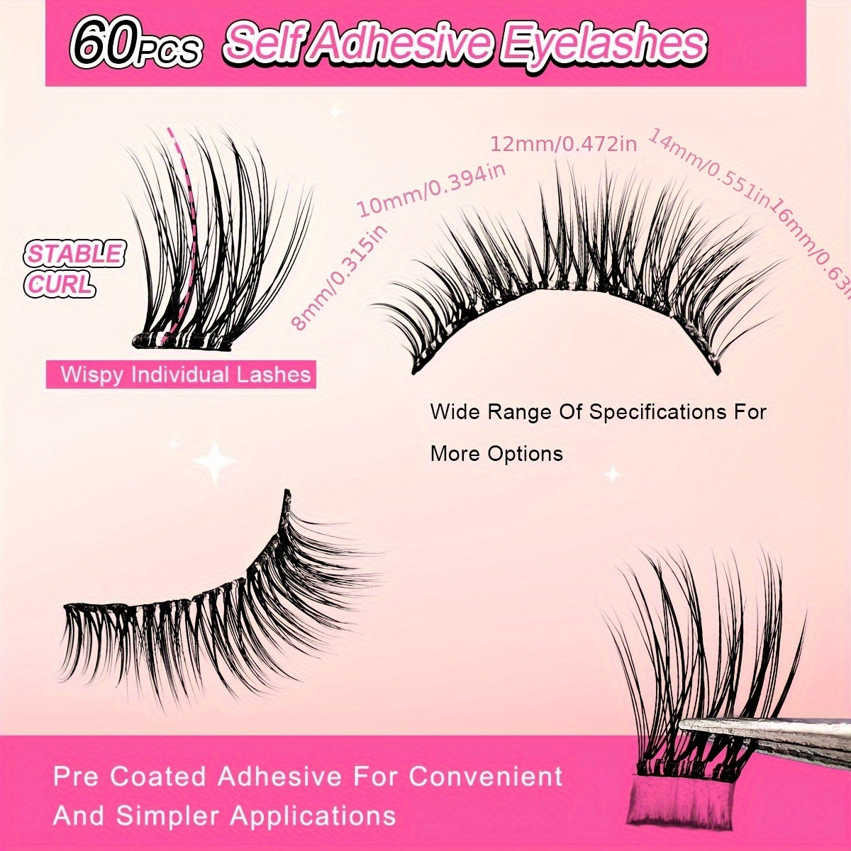 60pcs selbstkluster Cluster-Wimpern-wiederverwendbares DIY-Kit