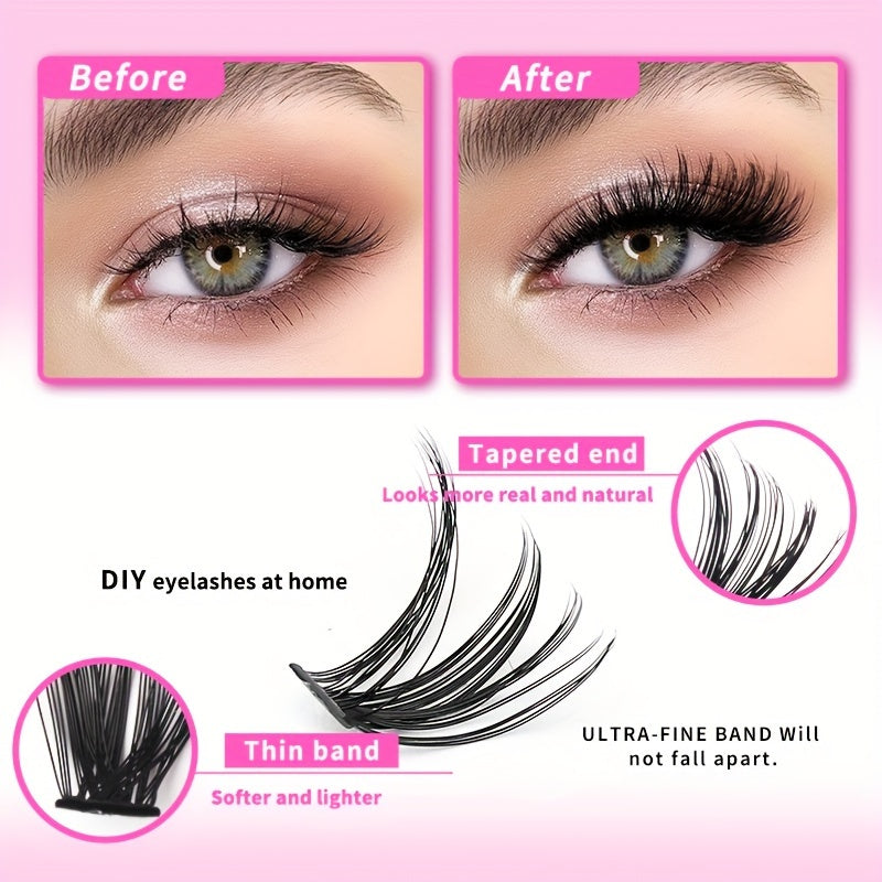 Lash-Erweiterungskit-280/320/640pcs D-Curl-Cluster + Werkzeuge
