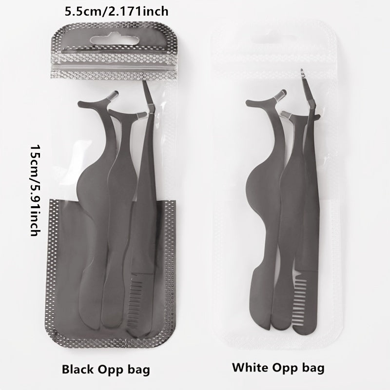 3pcs Wimpern-Pinzetten-Set-Multi-Stil-Applikatoren