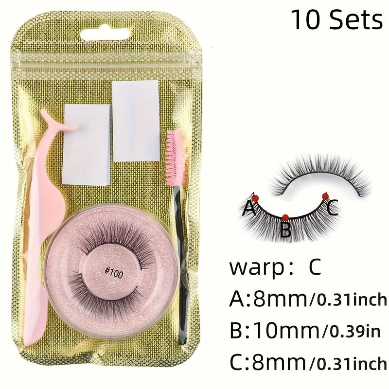 10 Paare selbstklebende Wimpern-Multi-Stil flauschiger Faux-Nerz