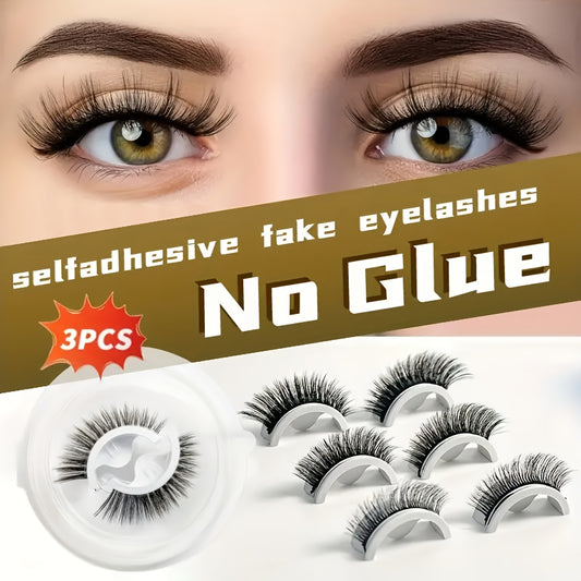 Selbstklebende falsche Wimpern – 3 Paar dünn & Wiederverwendbar
