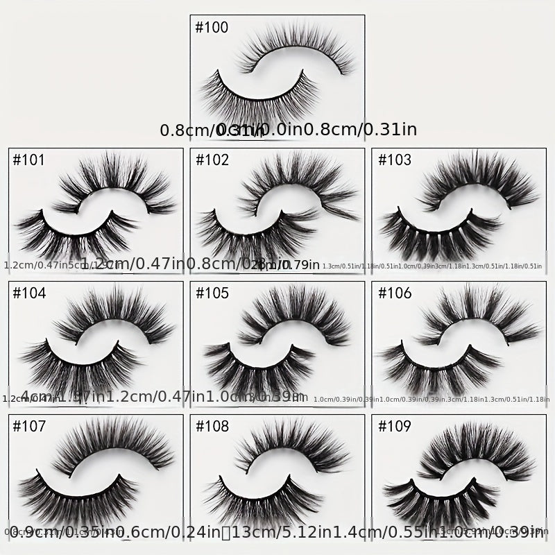 10 Paare selbstklebende Wimpern-Multi-Stil flauschiger Faux-Nerz