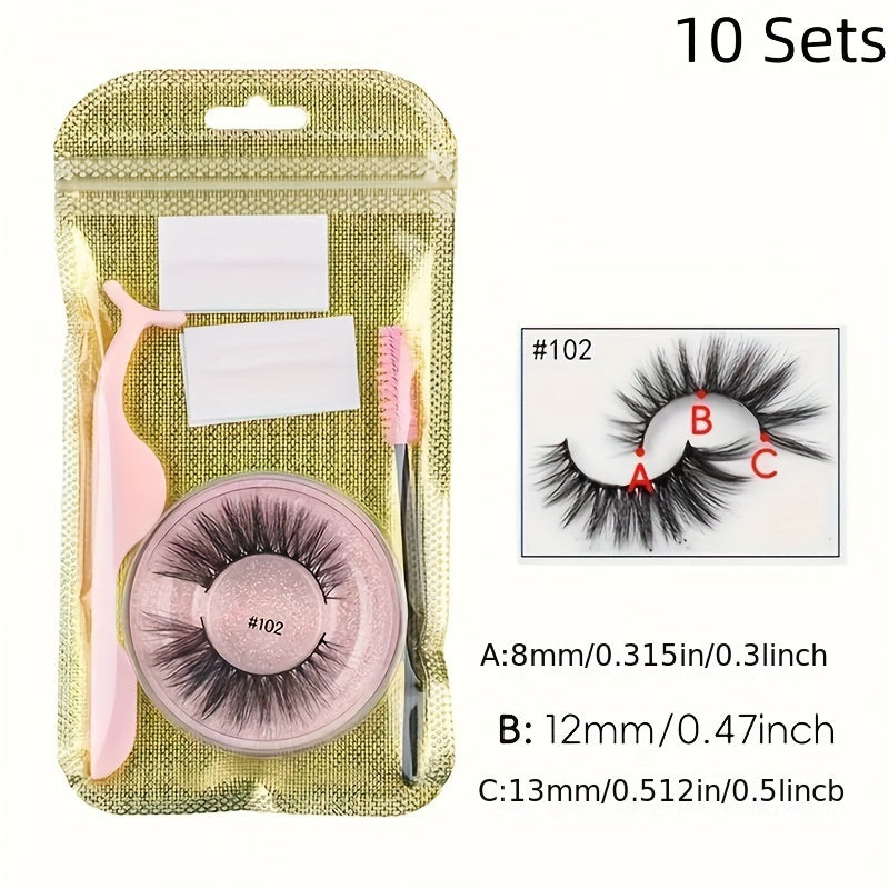 10 Paare selbstklebende Wimpern-Multi-Stil flauschiger Faux-Nerz