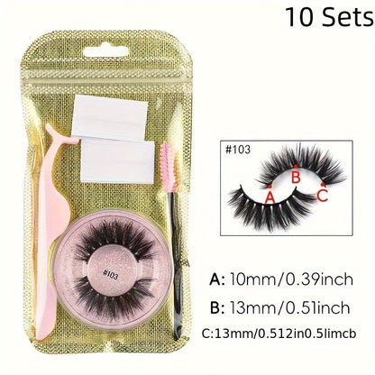 10 Paare selbstklebende Wimpern-Multi-Stil flauschiger Faux-Nerz