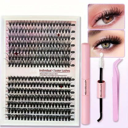 Lash-Erweiterungskit-280/320/640pcs D-Curl-Cluster + Werkzeuge