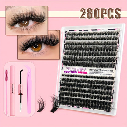 Fluffy Lash Extension Kit-DIY D-Curl mit Werkzeugen