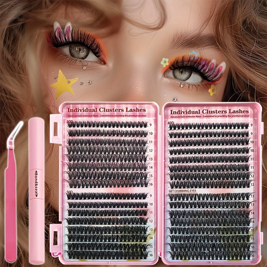 640-teiliges Wimpernverlängerungsset – Volumen-Cluster & Werkzeuge