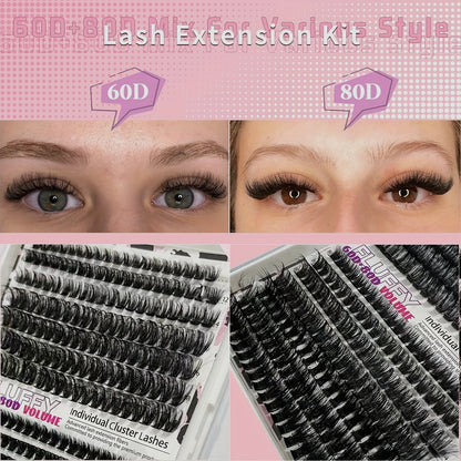 Fluffy Lash Extension Kit-DIY D-Curl mit Werkzeugen